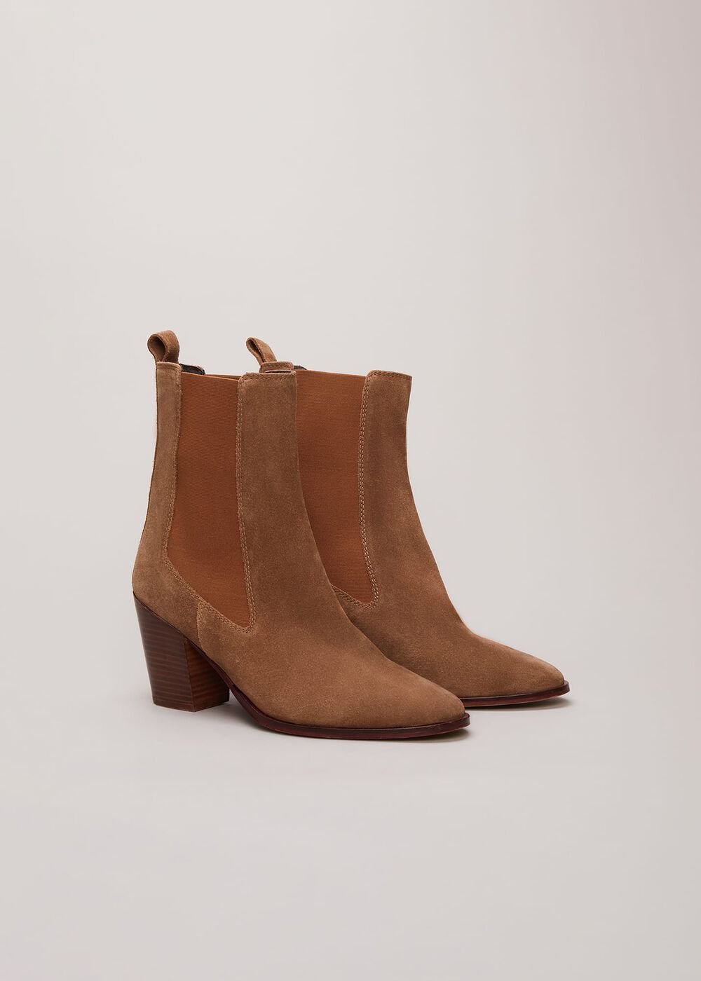 Brown Suede Cowboy Boots - Tan