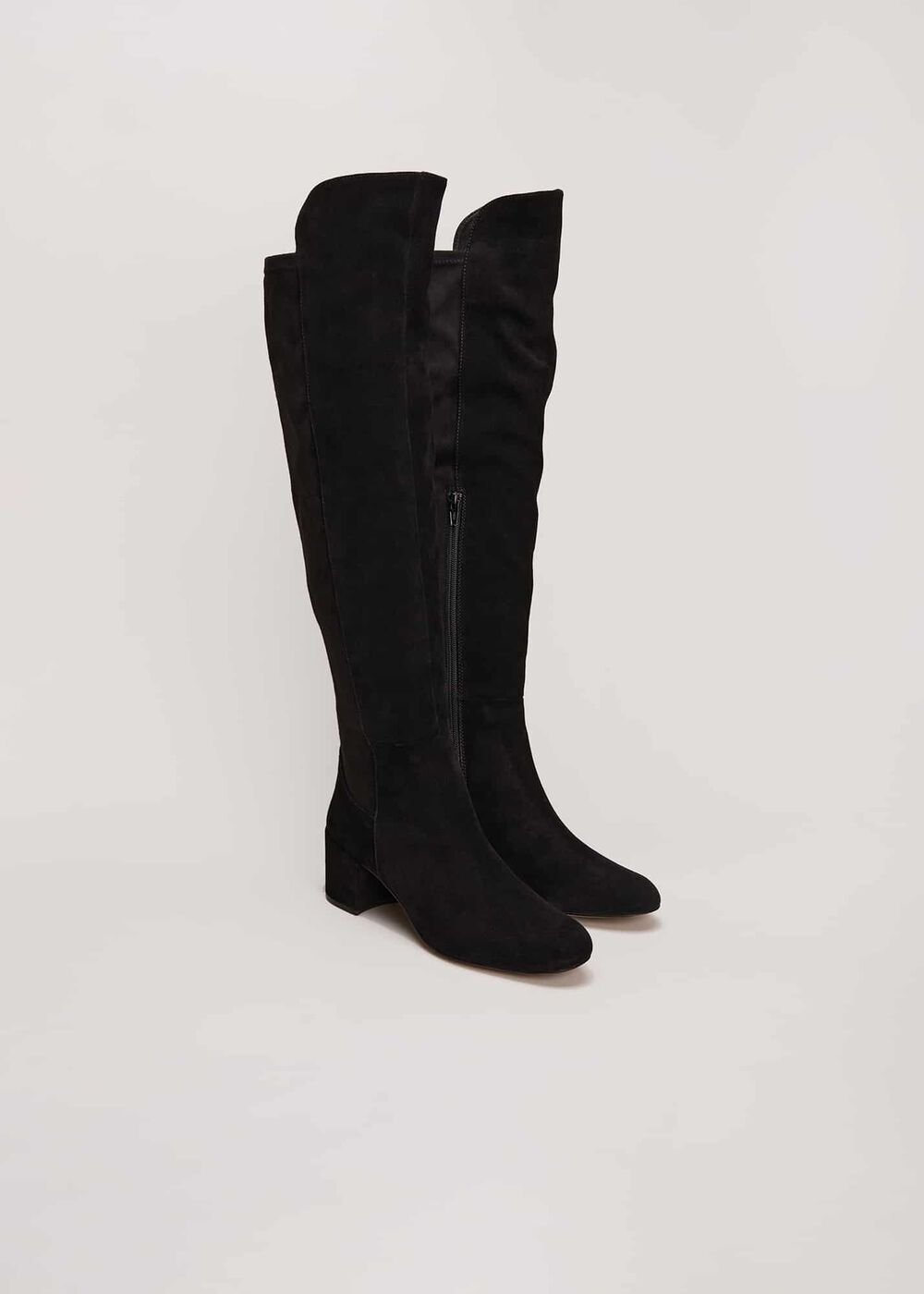 Milly Black Leather Knee High Boots - Black