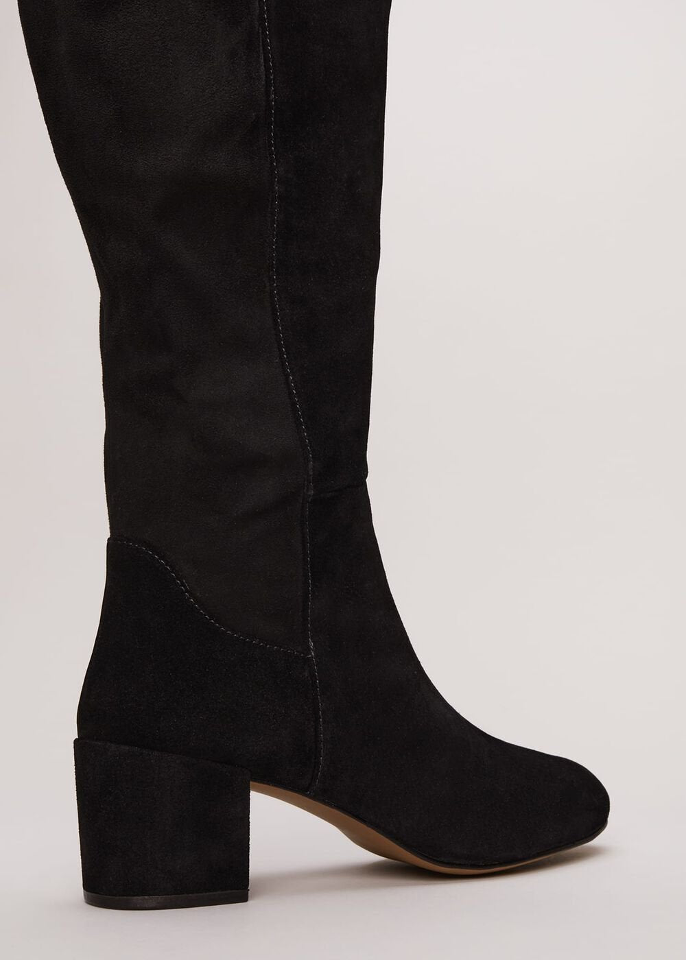 Milly Black Leather Knee High Boots - Black
