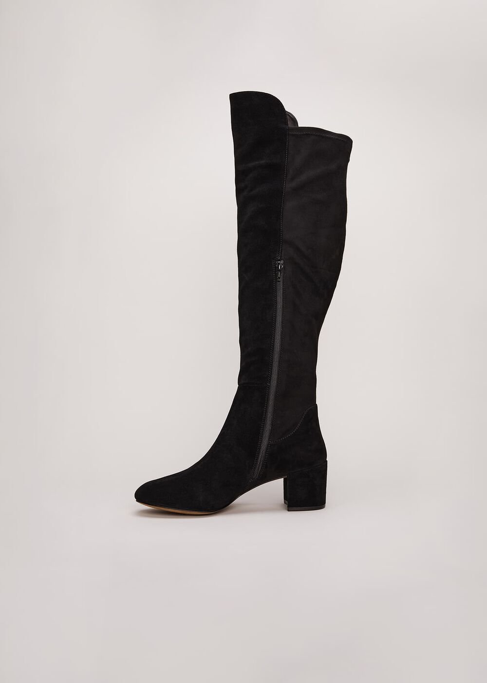Milly Black Leather Knee High Boots - Black