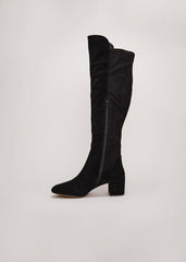 Milly Black Leather Knee High Boots - Black