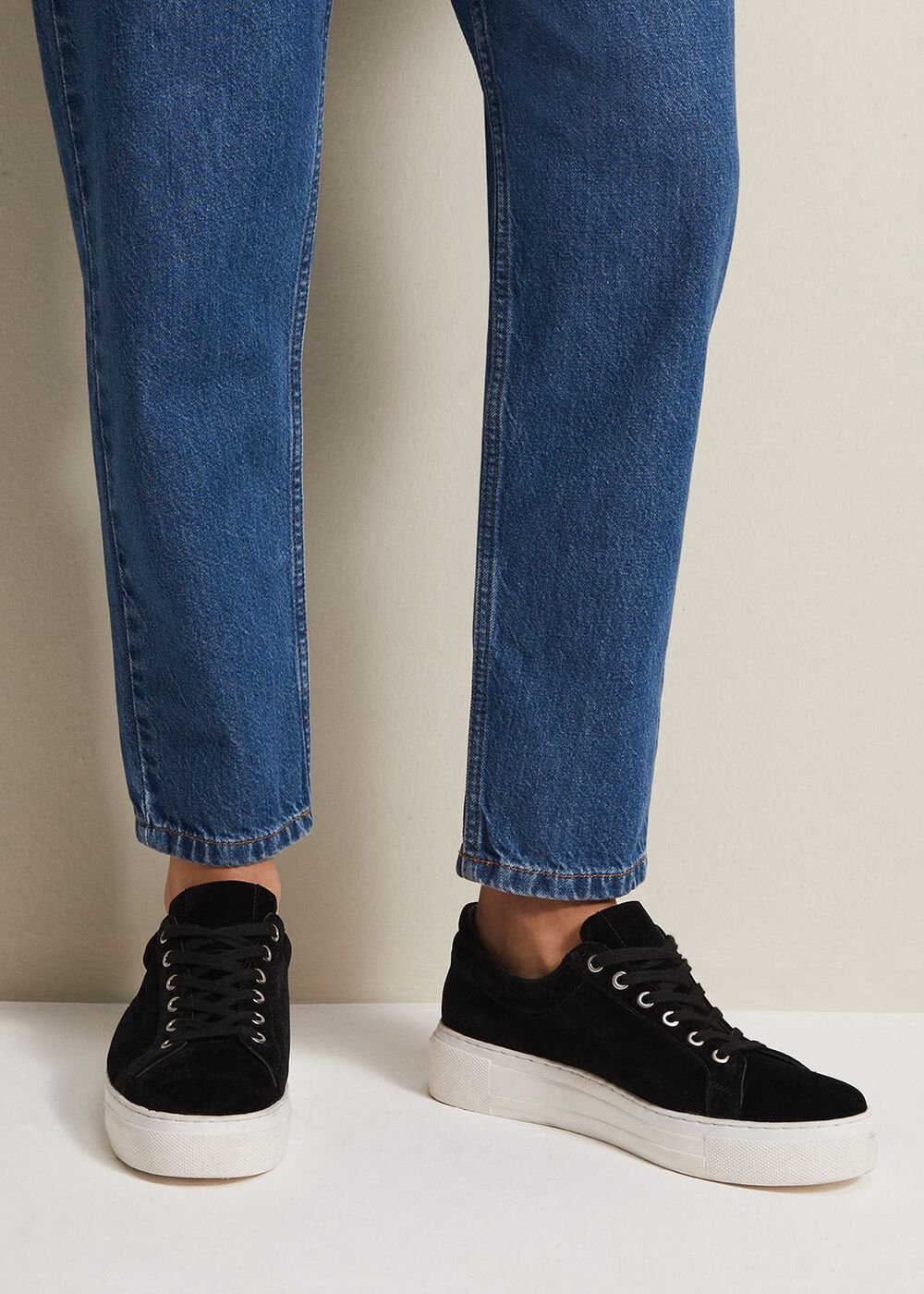 Black Velvet Trainers - Black