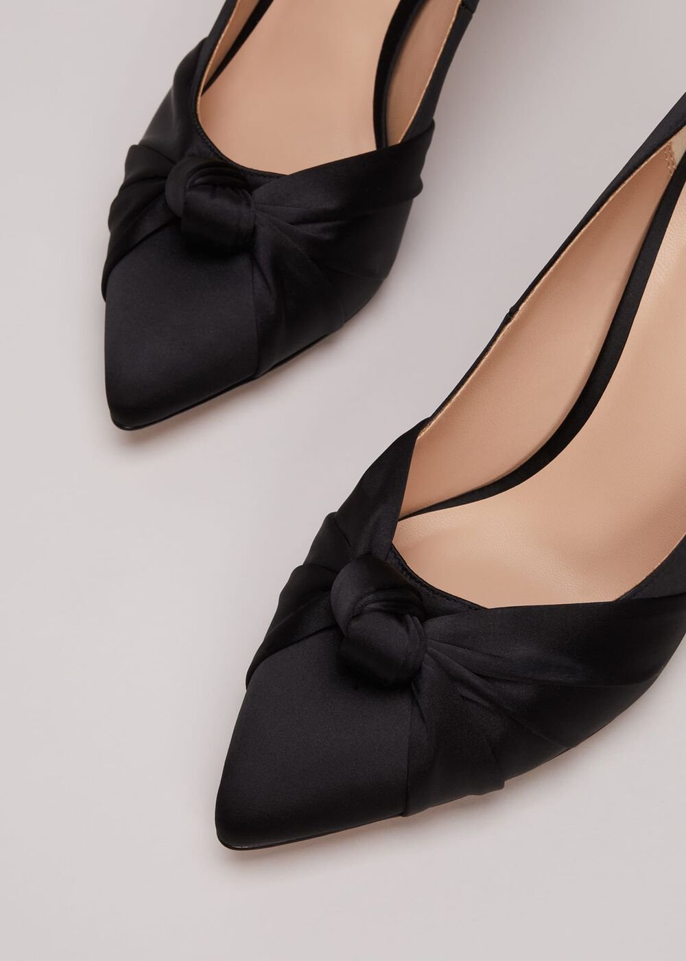Black Satin Court Heels - Black