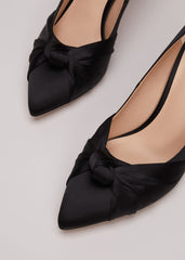 Black Satin Court Heels - Black