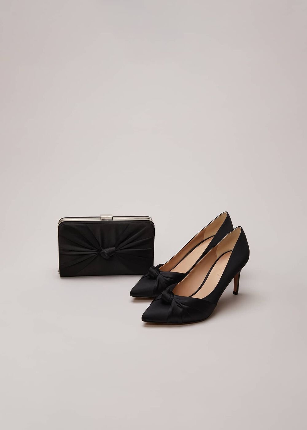 Black Satin Court Heels - Black