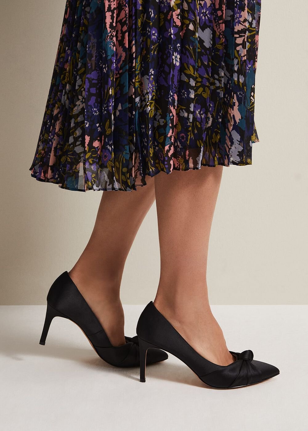 Black Satin Court Heels - Black