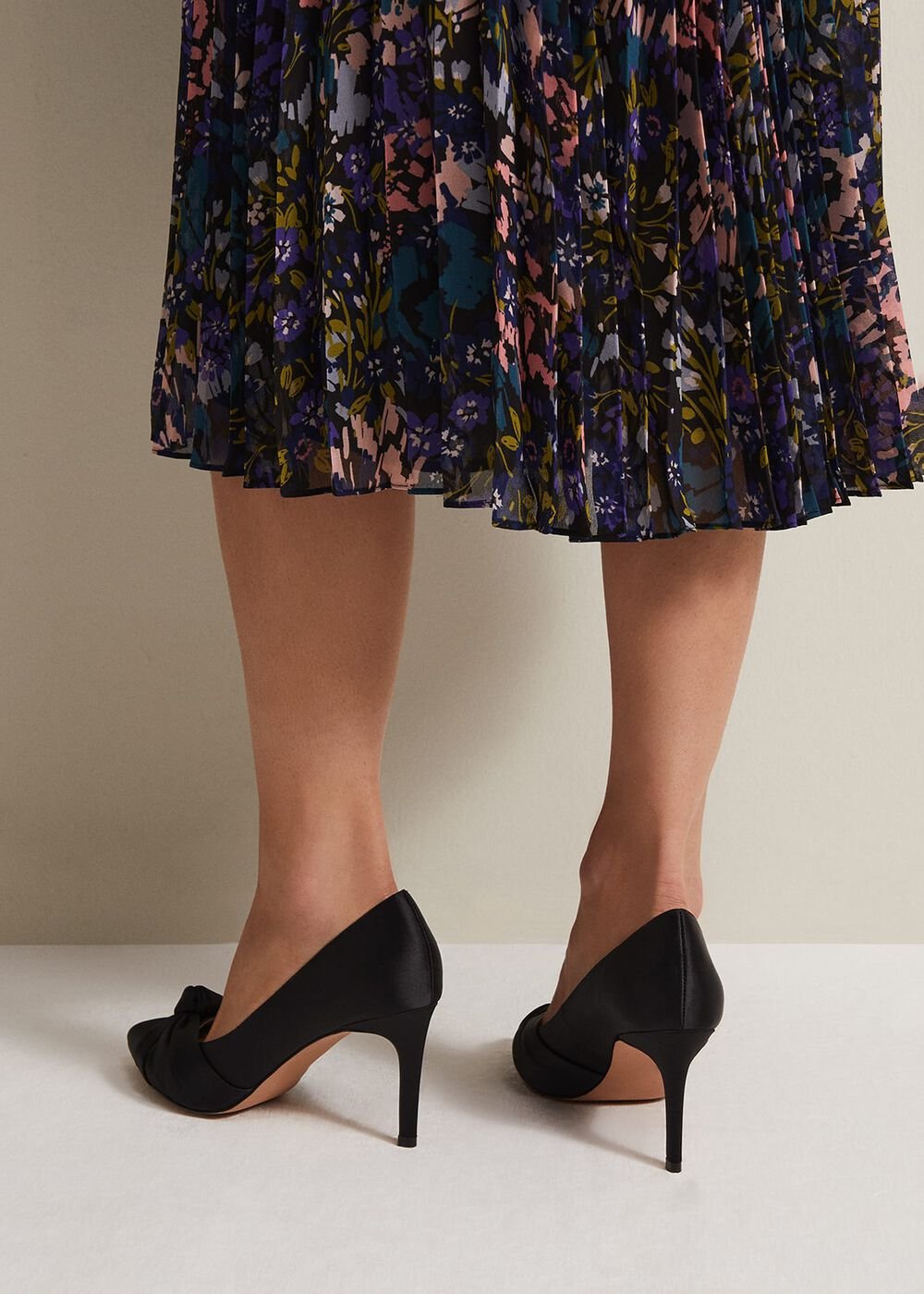 Black Satin Court Heels - Black