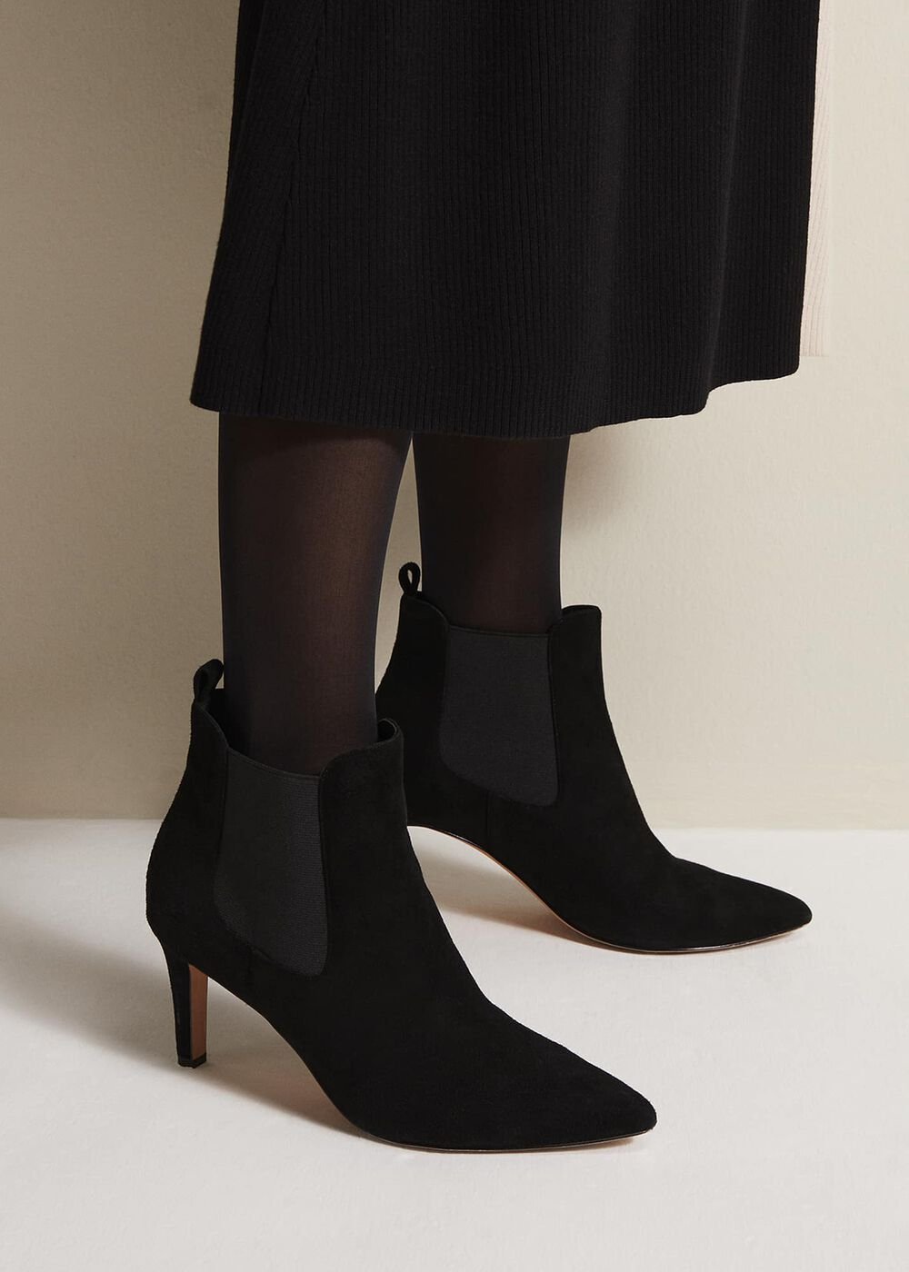 Black Suede Ankle Boots - Black