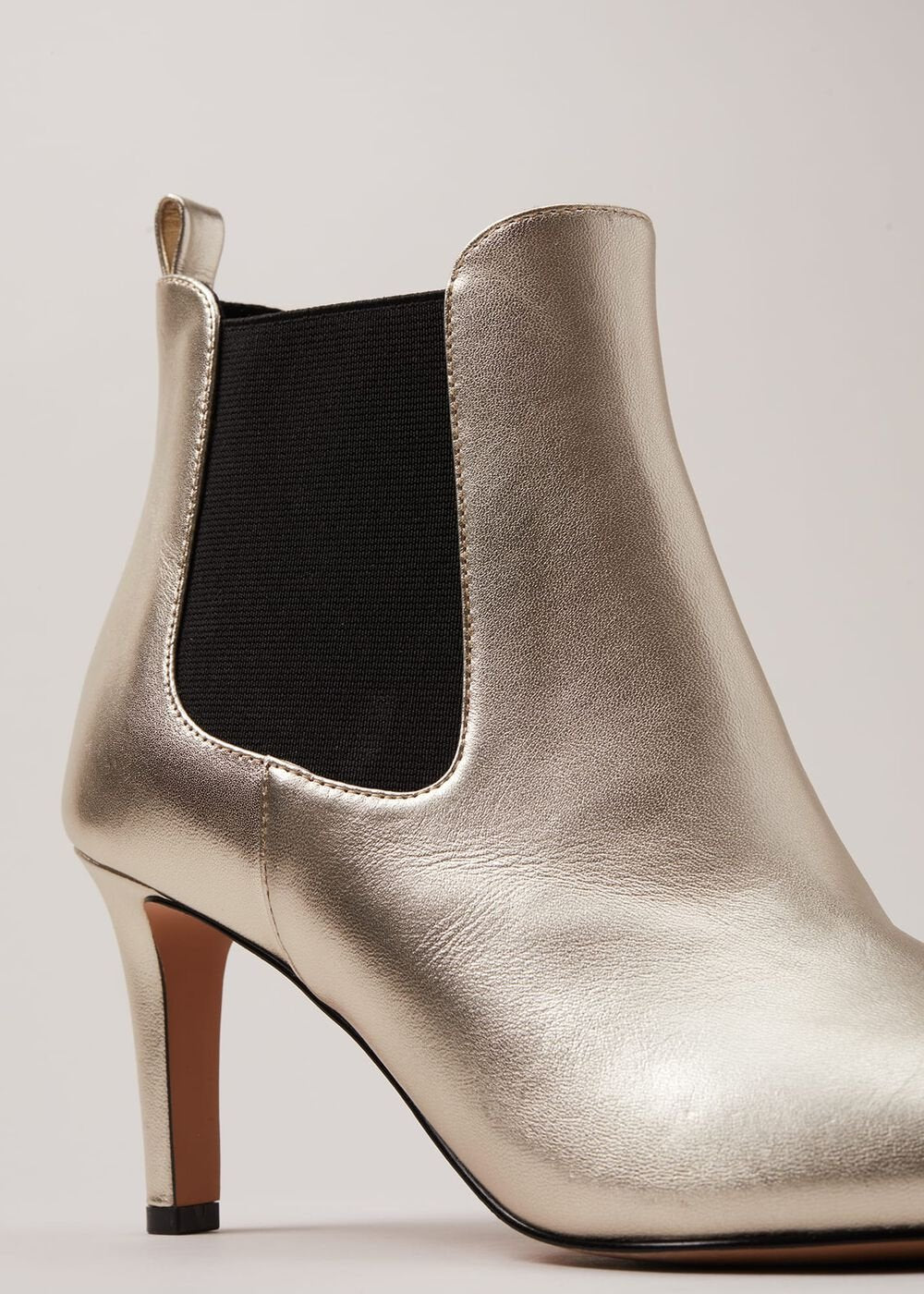 Leather Metallic Ankle Boots - Gold