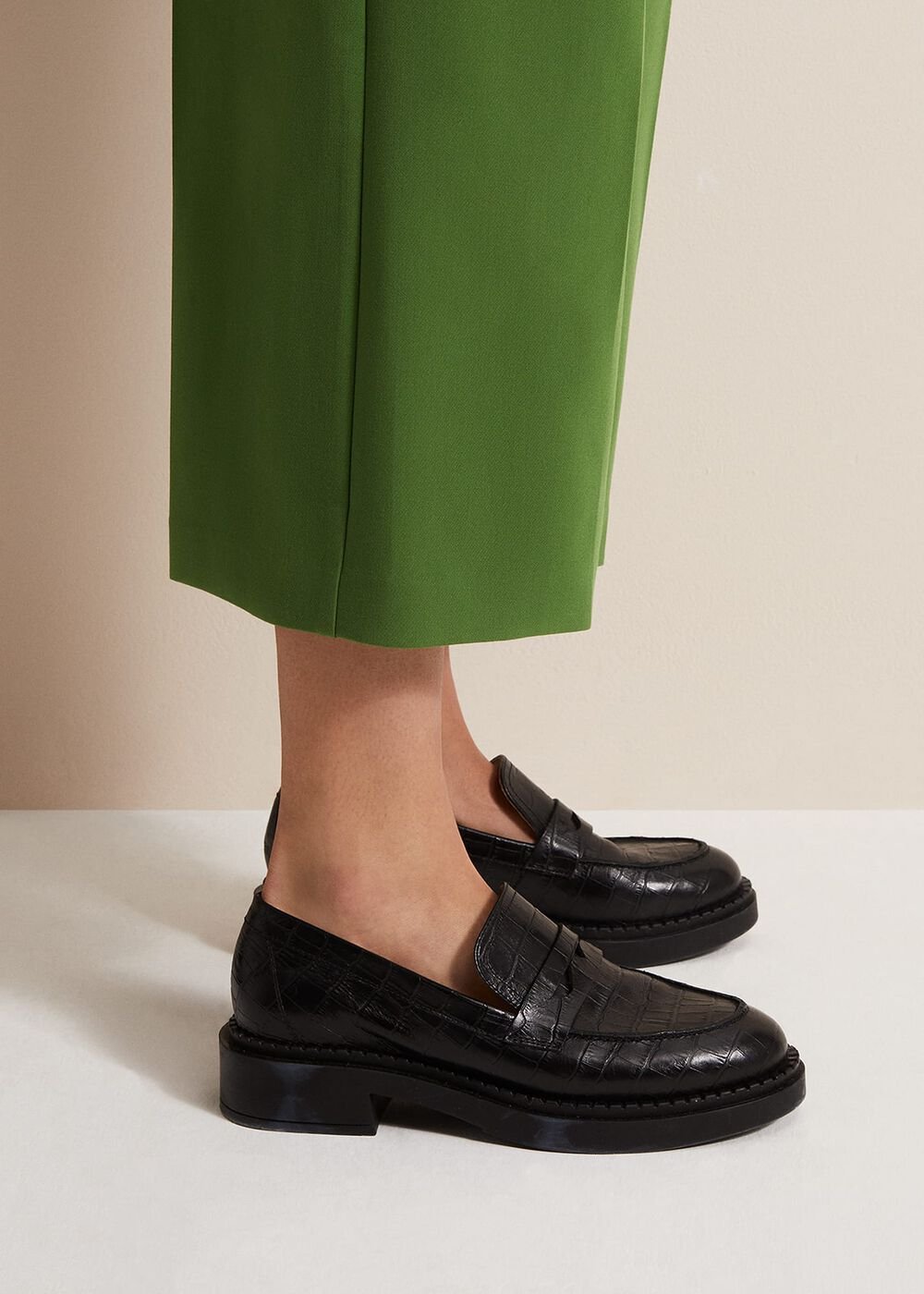 Black Chunky Loafers - Black