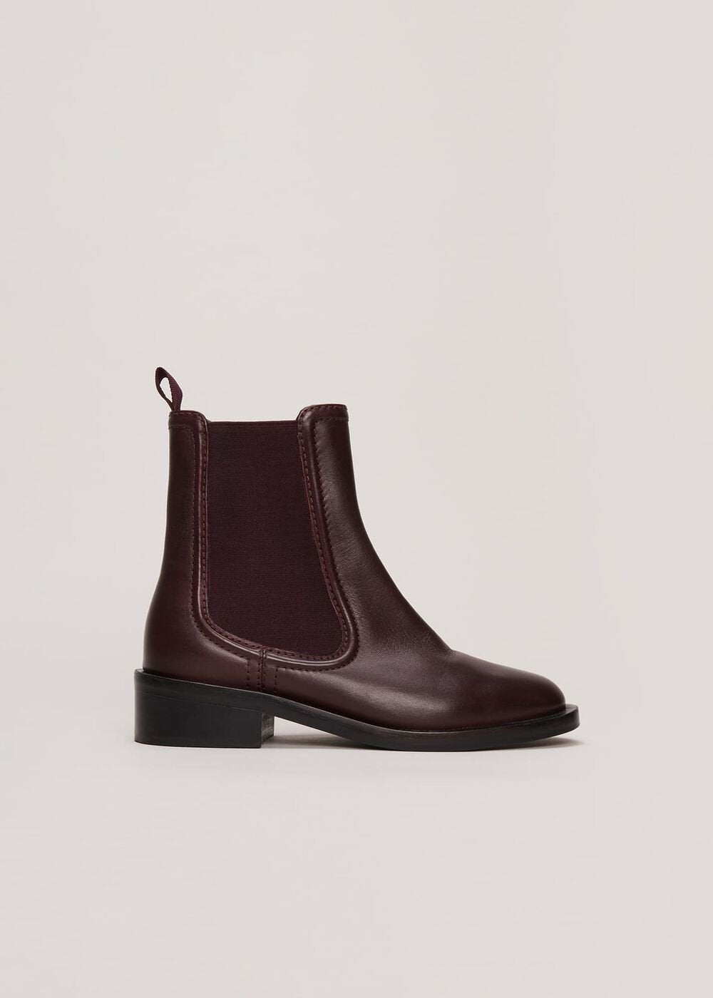 Leather Ankle Boots - Burgundy