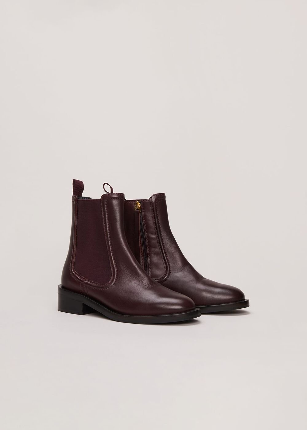 Leather Ankle Boots - Burgundy