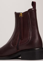 Leather Ankle Boots - Burgundy
