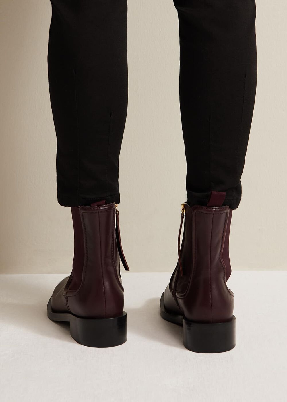 Leather Ankle Boots - Burgundy