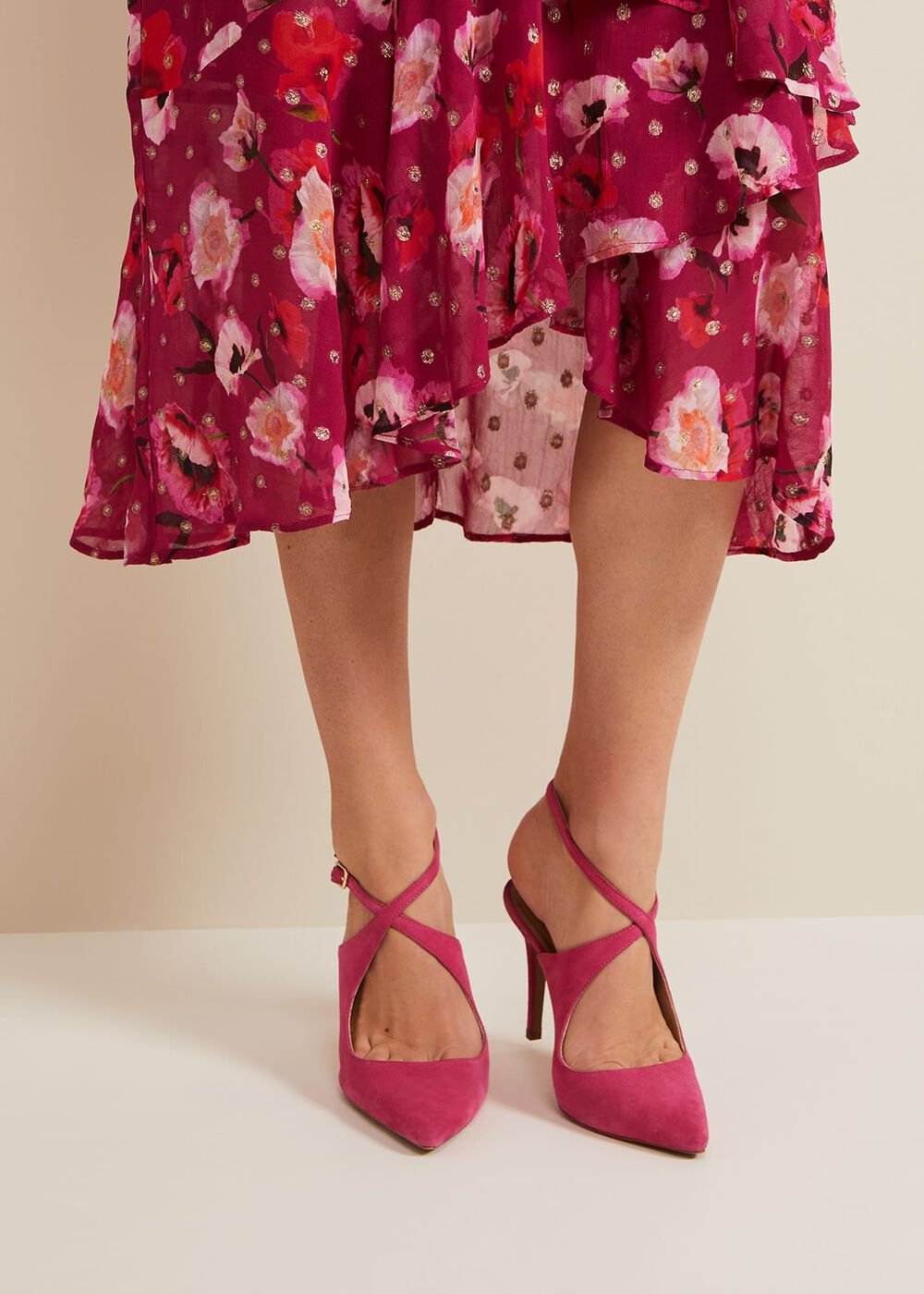 Cross Over Ankle Shoes - Pink