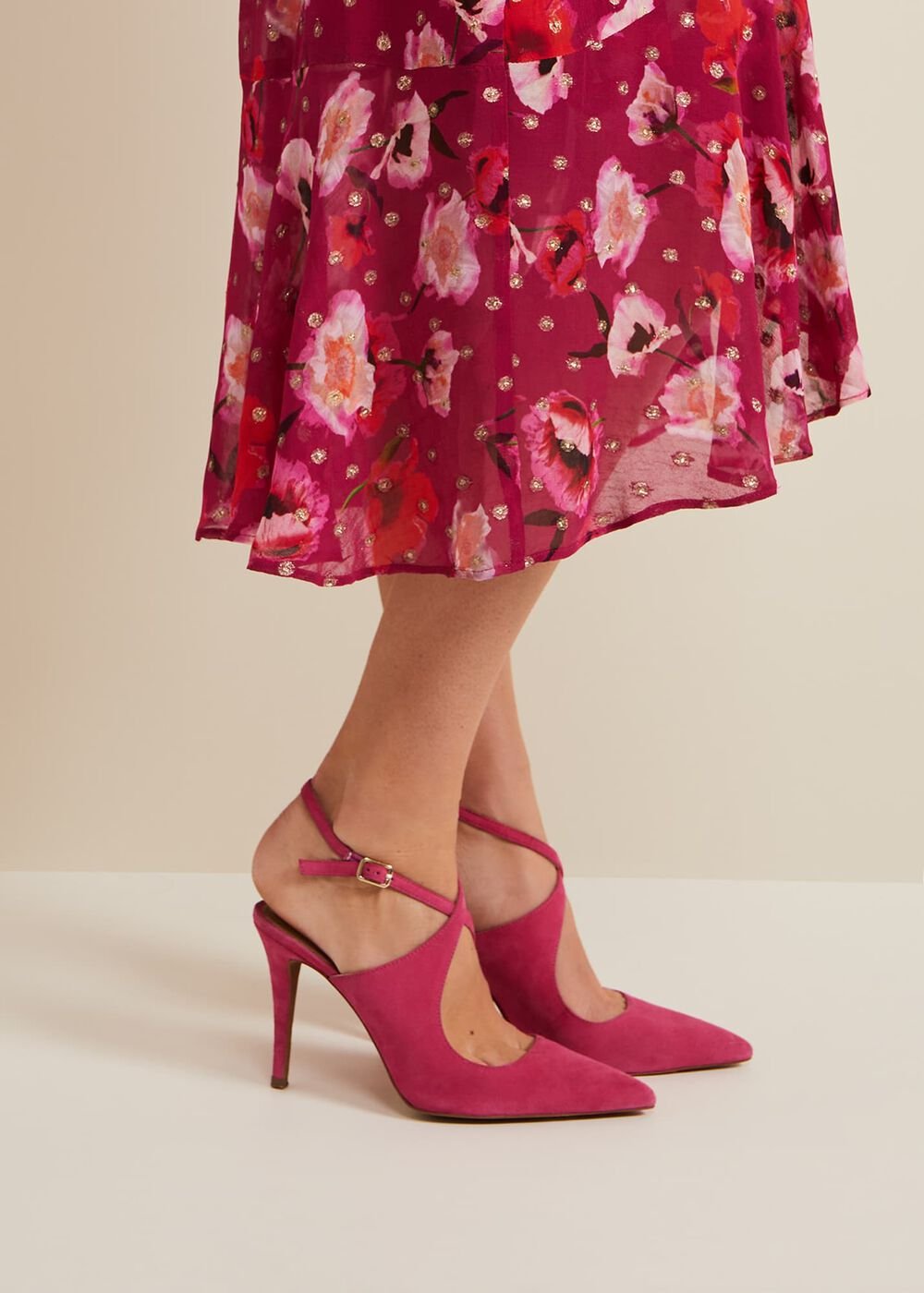 Cross Over Ankle Shoes - Pink