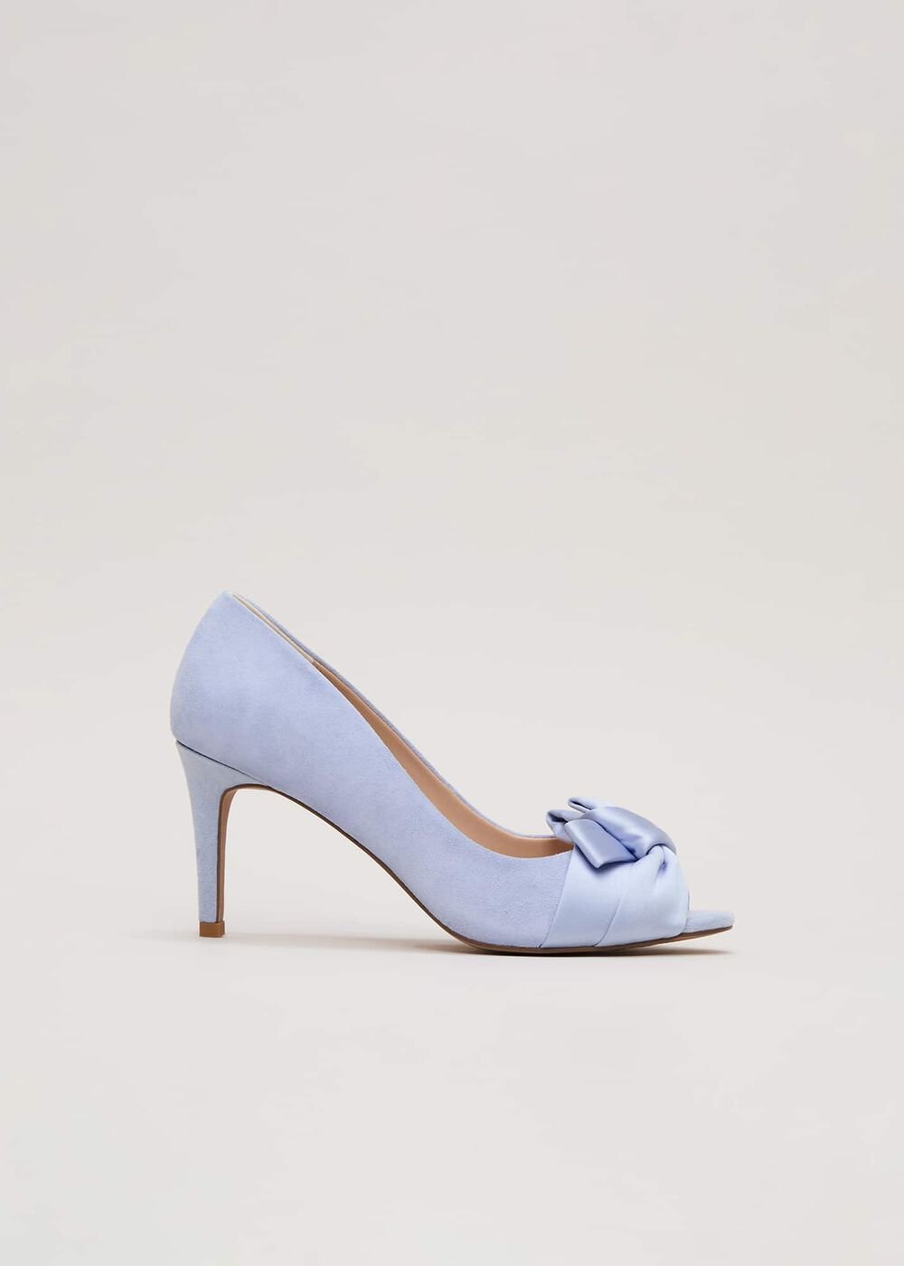 Satin Twist Peeptoe Shoes - Pale Blue