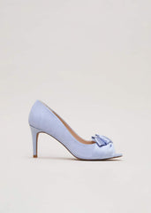 Satin Twist Peeptoe Shoes - Pale Blue
