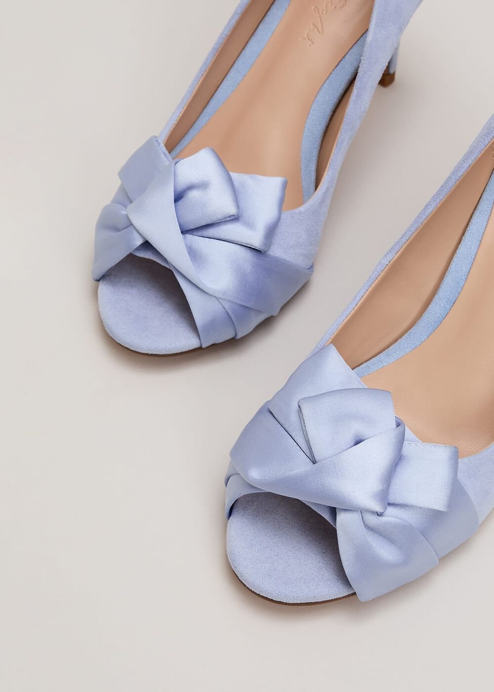 Satin Twist Peeptoe Shoes - Pale Blue