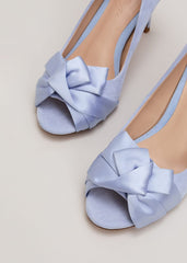 Satin Twist Peeptoe Shoes - Pale Blue