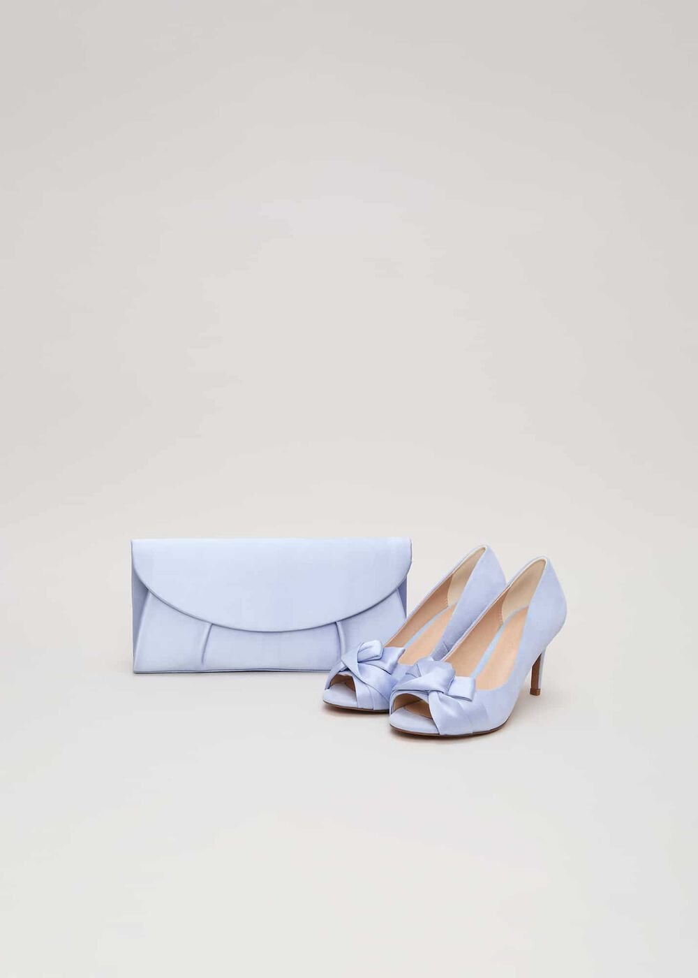 Satin Twist Peeptoe Shoes - Pale Blue