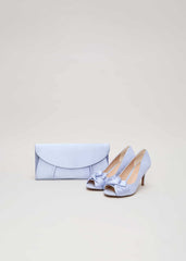 Satin Twist Peeptoe Shoes - Pale Blue
