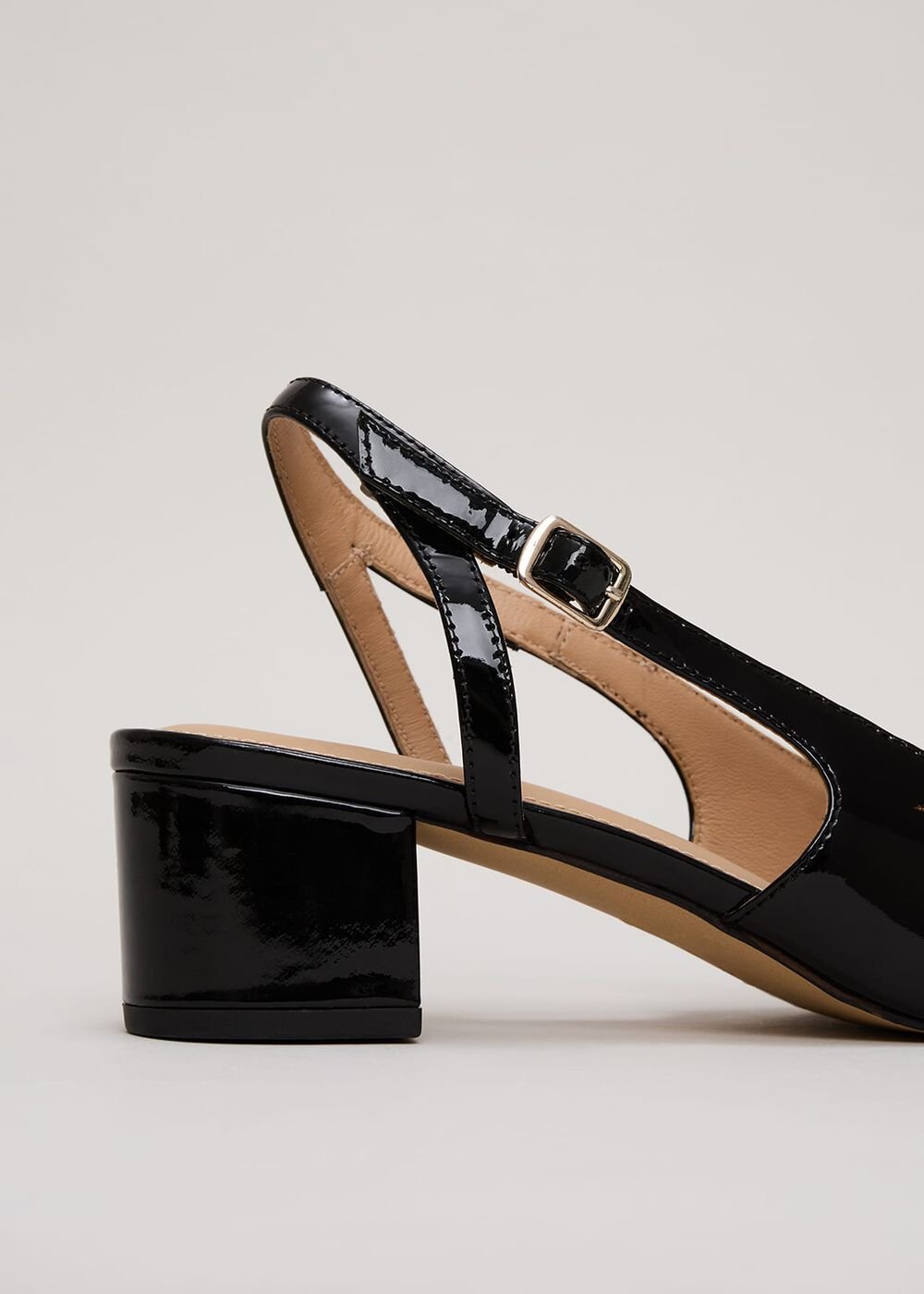 Patent Block Heel Shoes - Black