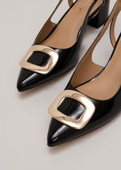 Patent Block Heel Shoes - Black