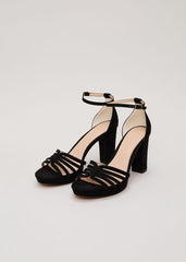 Suede Strappy Platform Shoe - Black