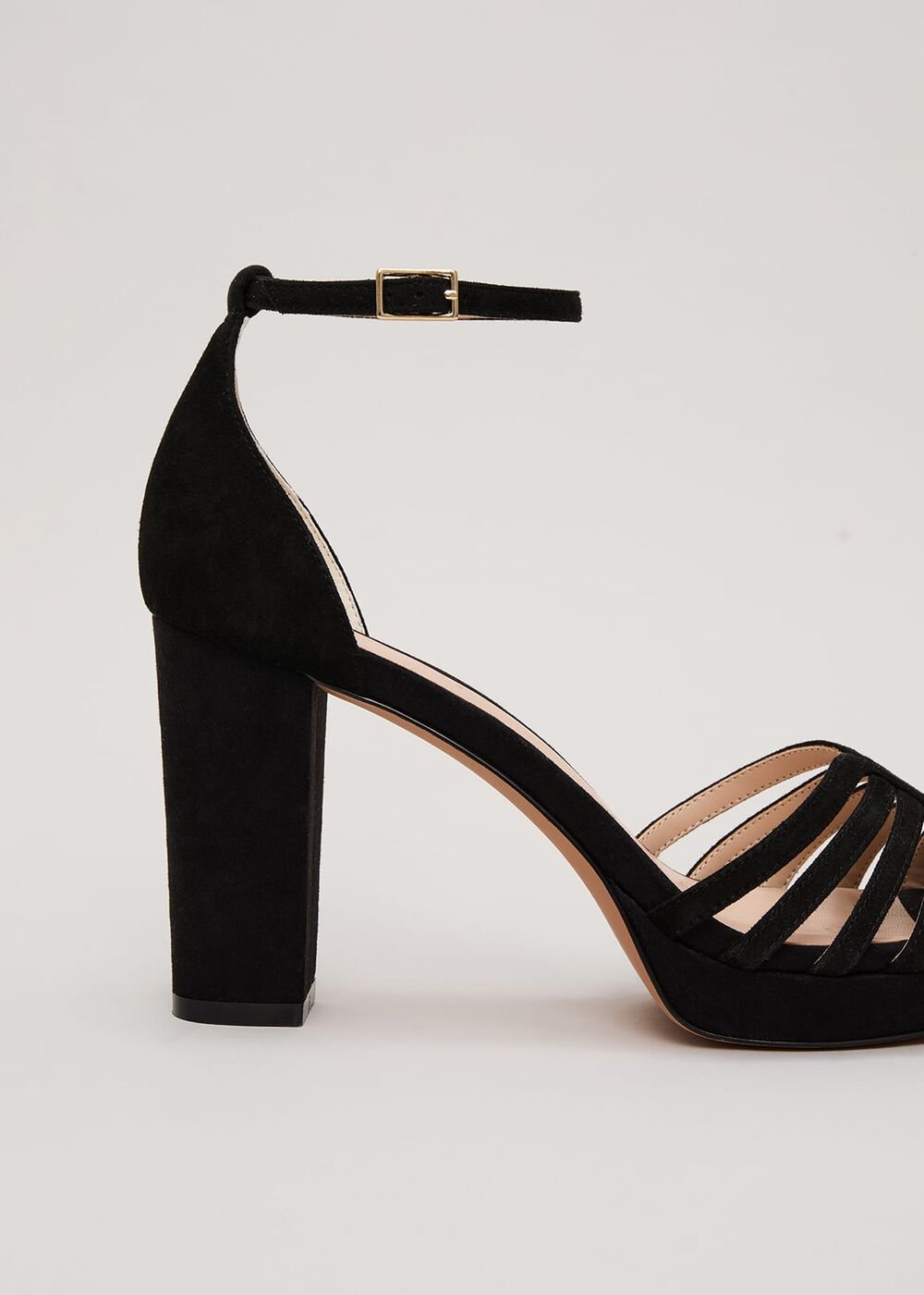 Suede Strappy Platform Shoe - Black