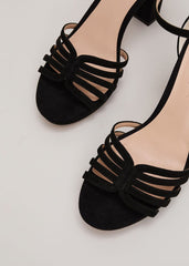Suede Strappy Platform Shoe - Black