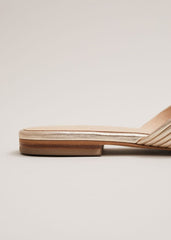 Leather Flat Slider Sandal - Gold