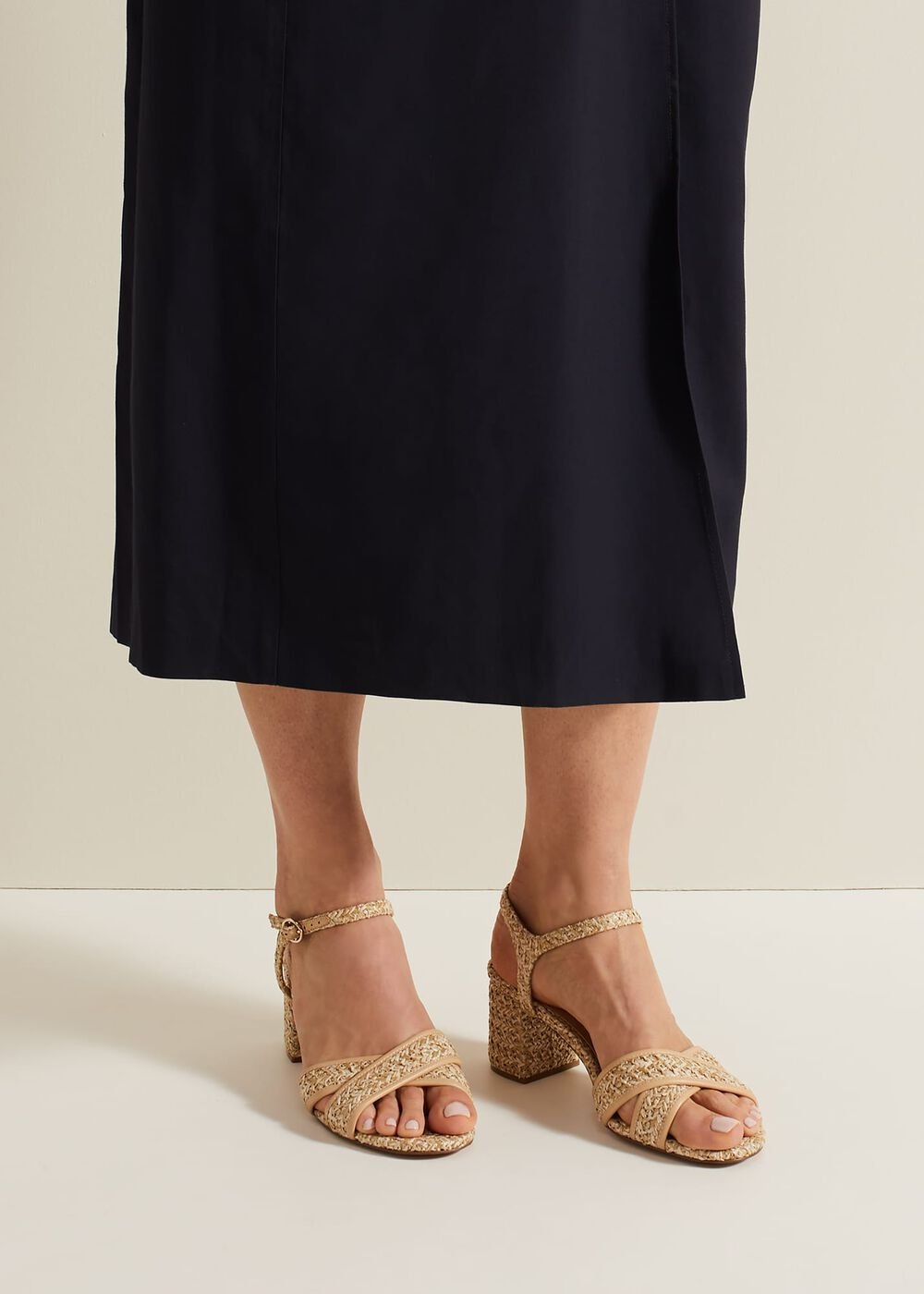 Raffia Block Heel - Natural