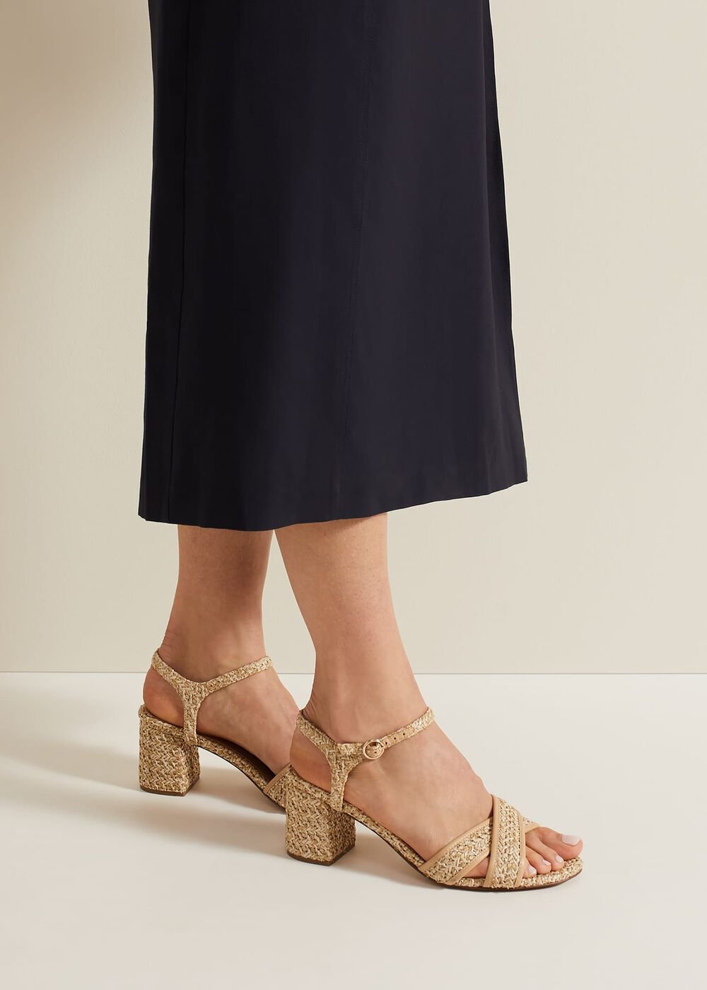 Raffia Block Heel - Natural