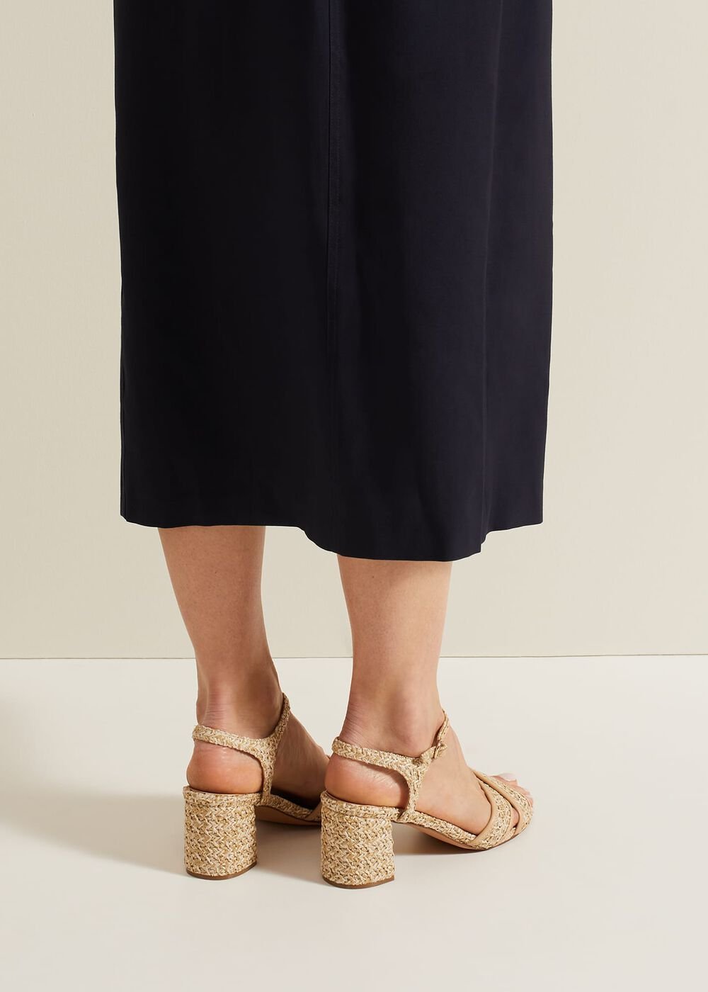 Raffia Block Heel - Natural