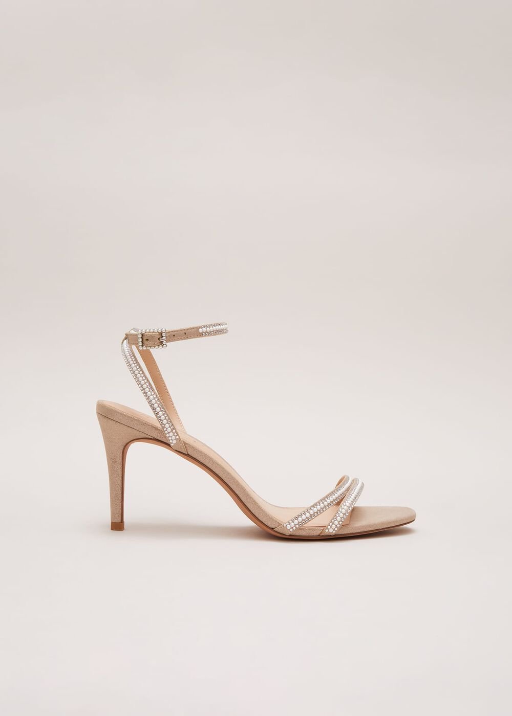 Pearl Embellished Barely There Sandal - Metallic