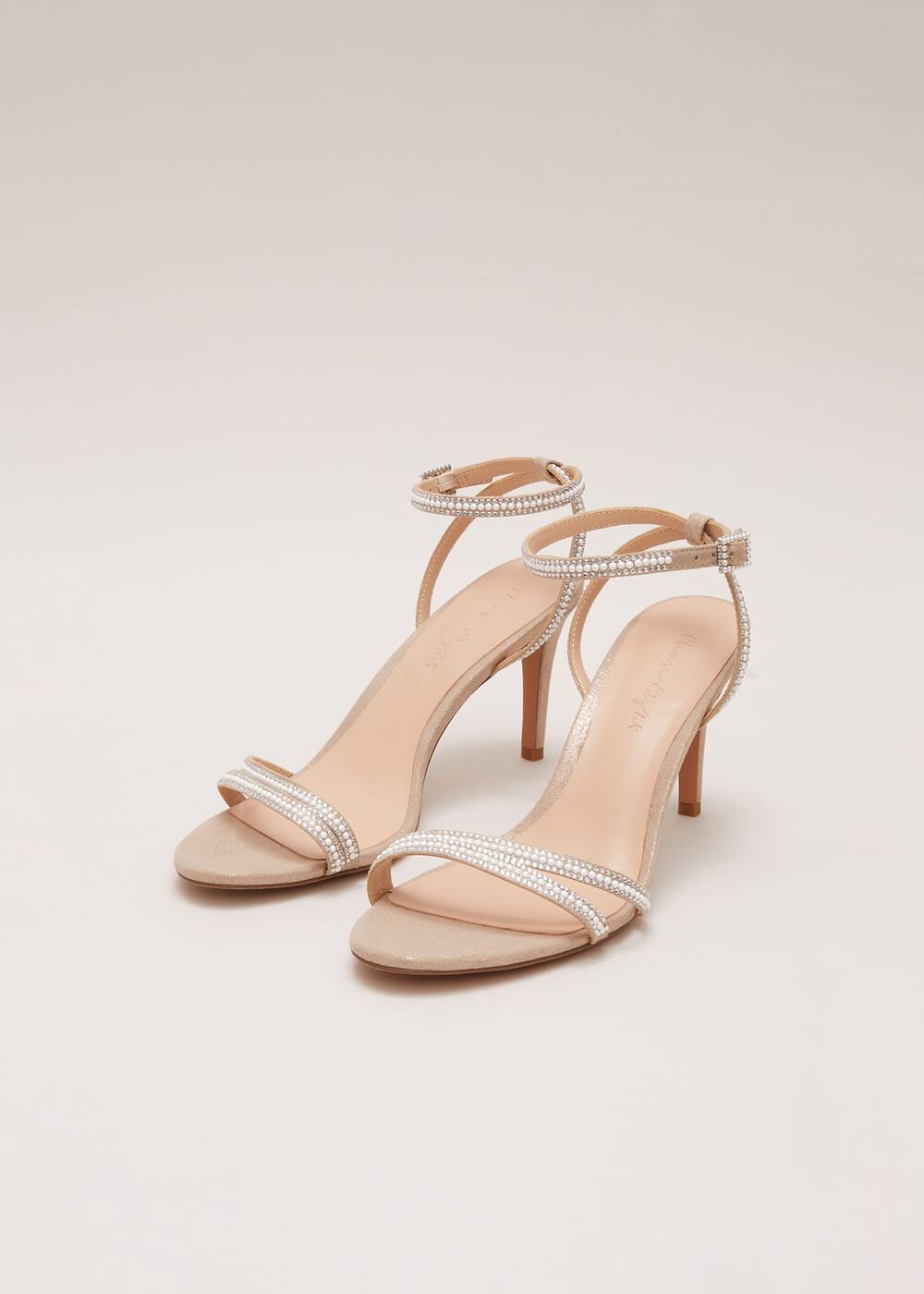 Pearl Embellished Barely There Sandal - Metallic
