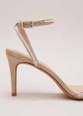 Pearl Embellished Barely There Sandal - Metallic
