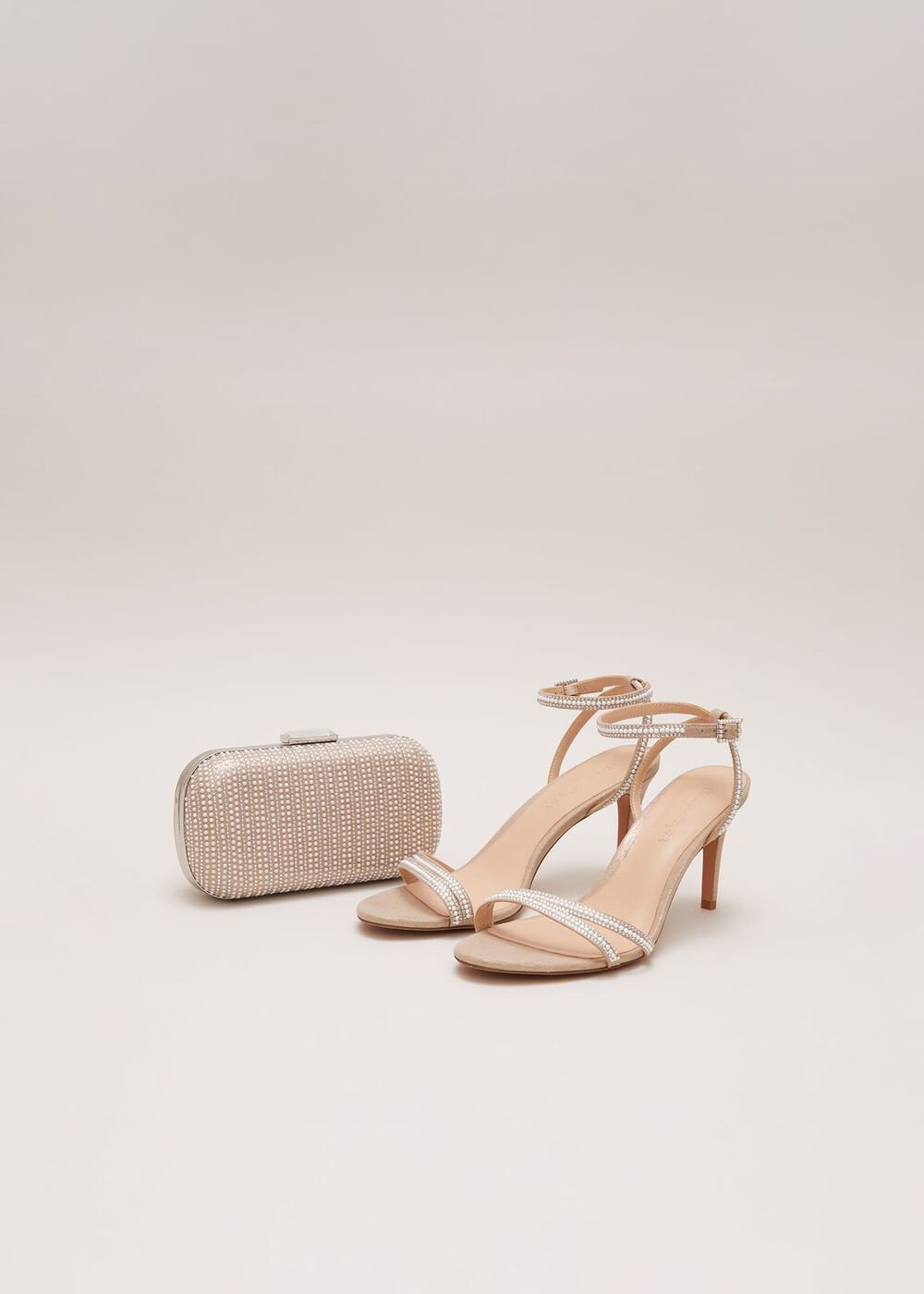 Pearl Embellished Barely There Sandal - Metallic