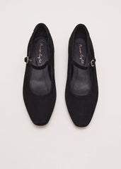 Leather Square Toe Mary Jane - Black