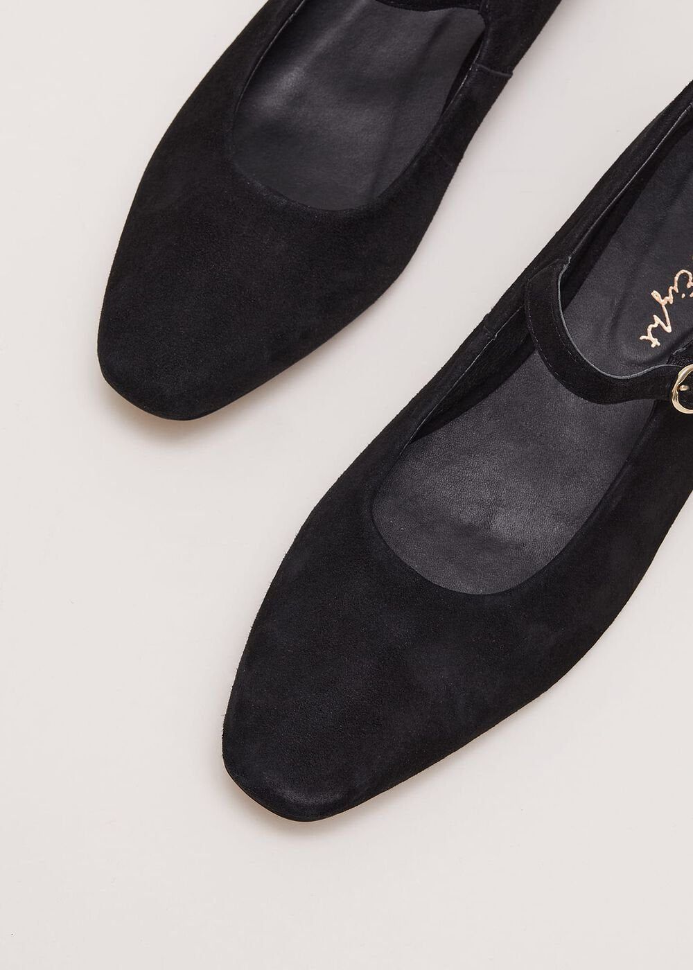 Leather Square Toe Mary Jane - Black