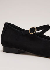 Leather Square Toe Mary Jane - Black
