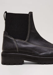 Black Feature Stitch Chunky Chelsea Boot - Black