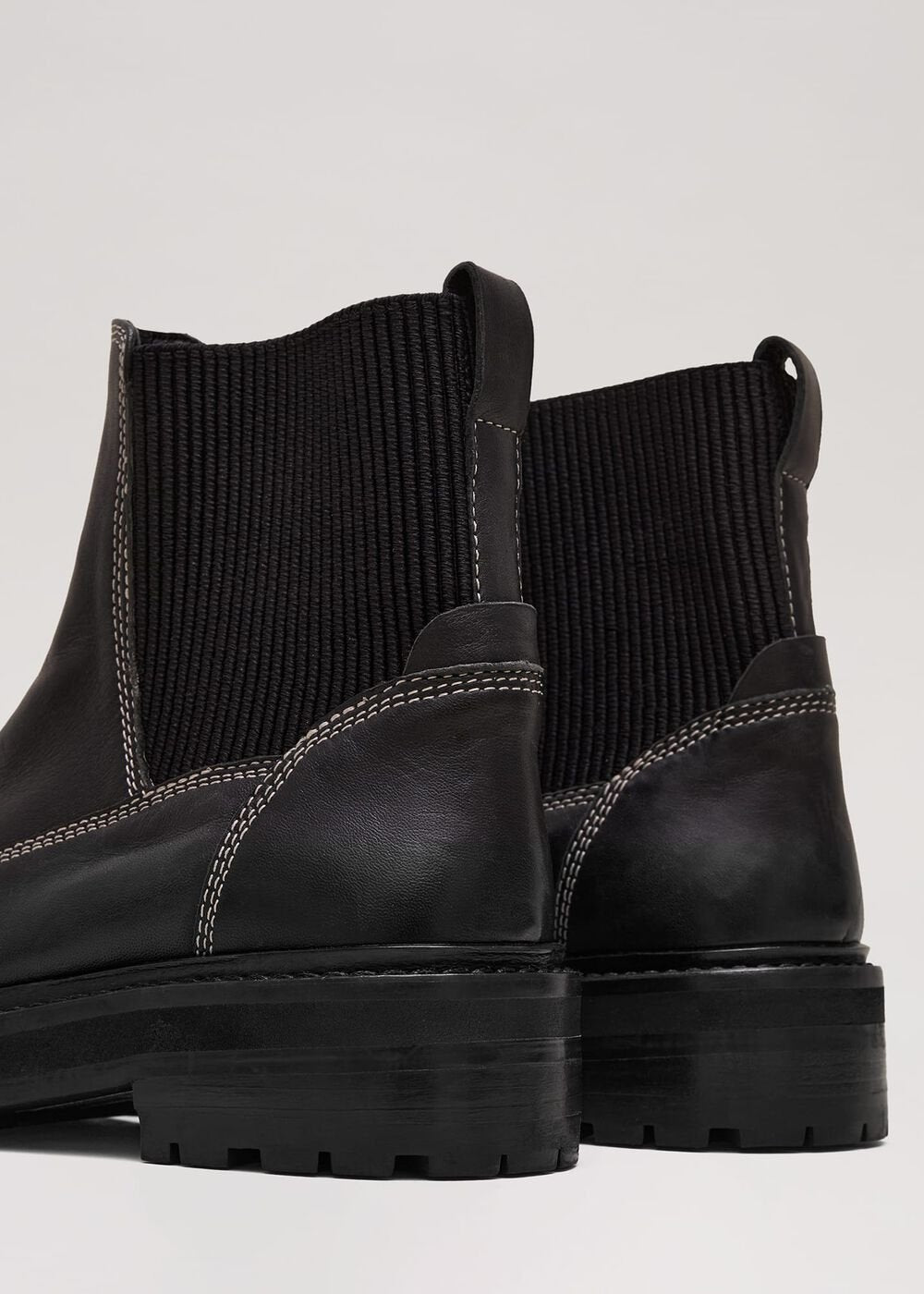 Black Feature Stitch Chunky Chelsea Boot - Black