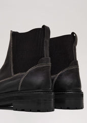 Black Feature Stitch Chunky Chelsea Boot - Black