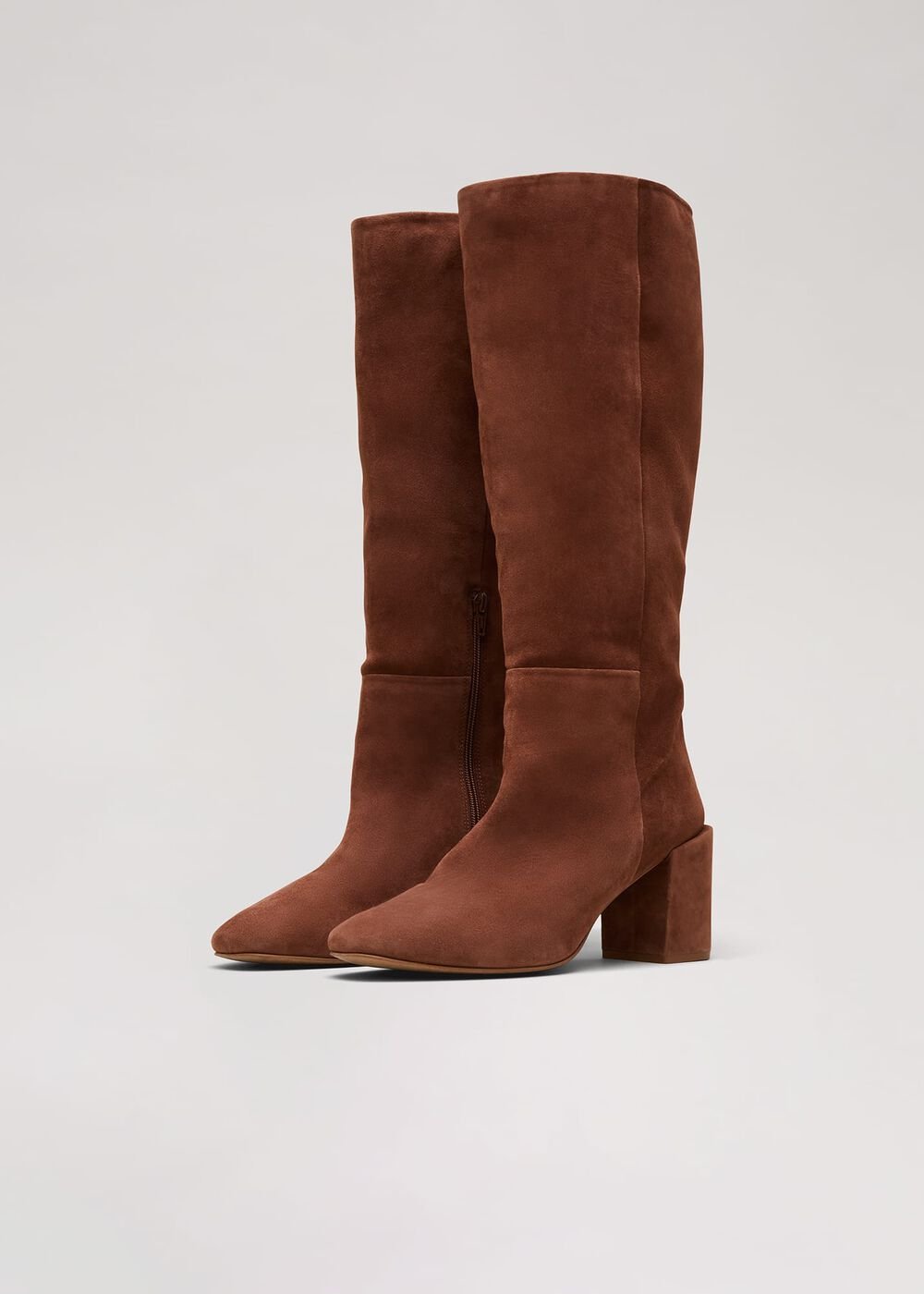 Tan Suede Block Heel Knee Boot - Tan