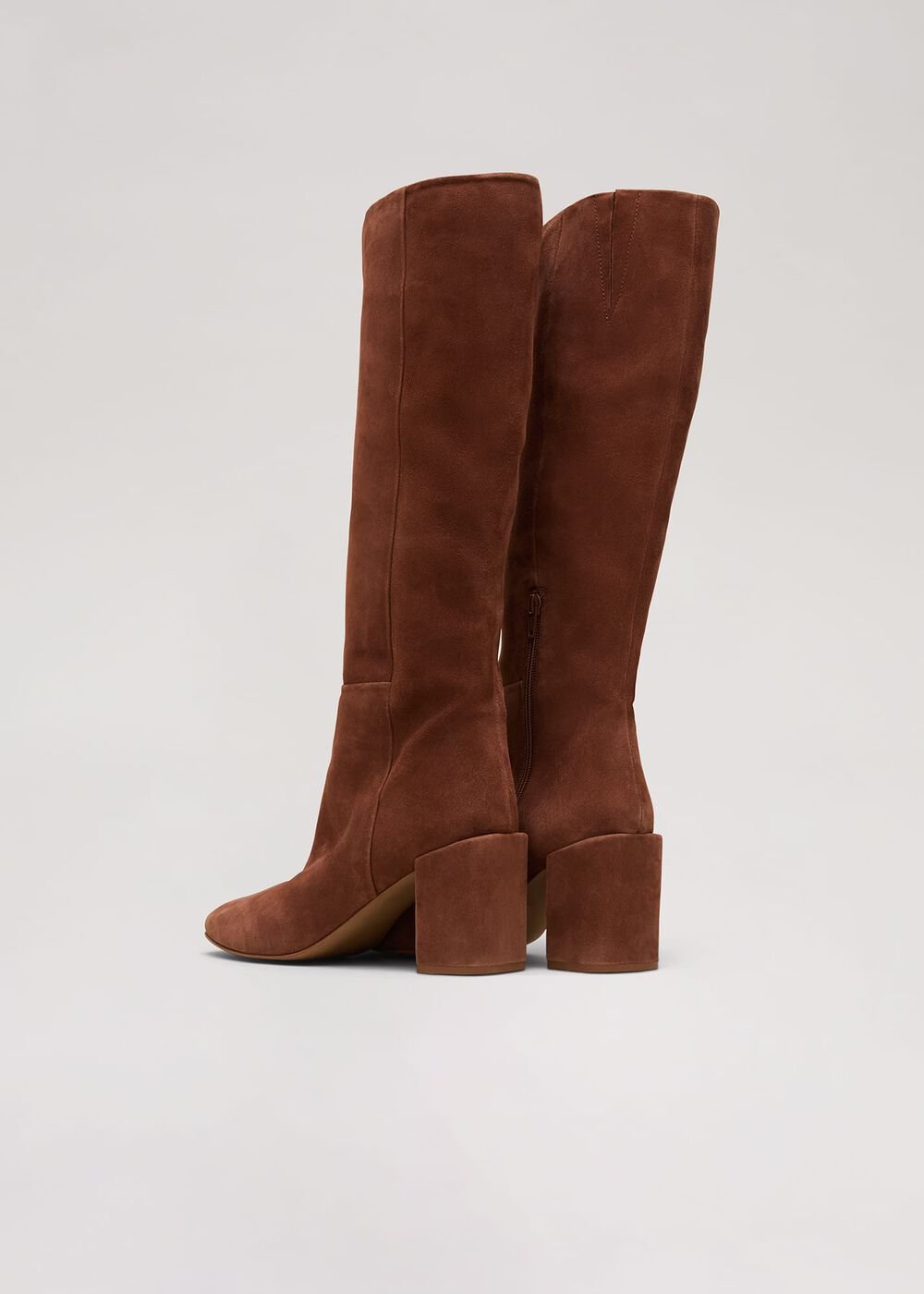 Tan Suede Block Heel Knee Boot - Tan