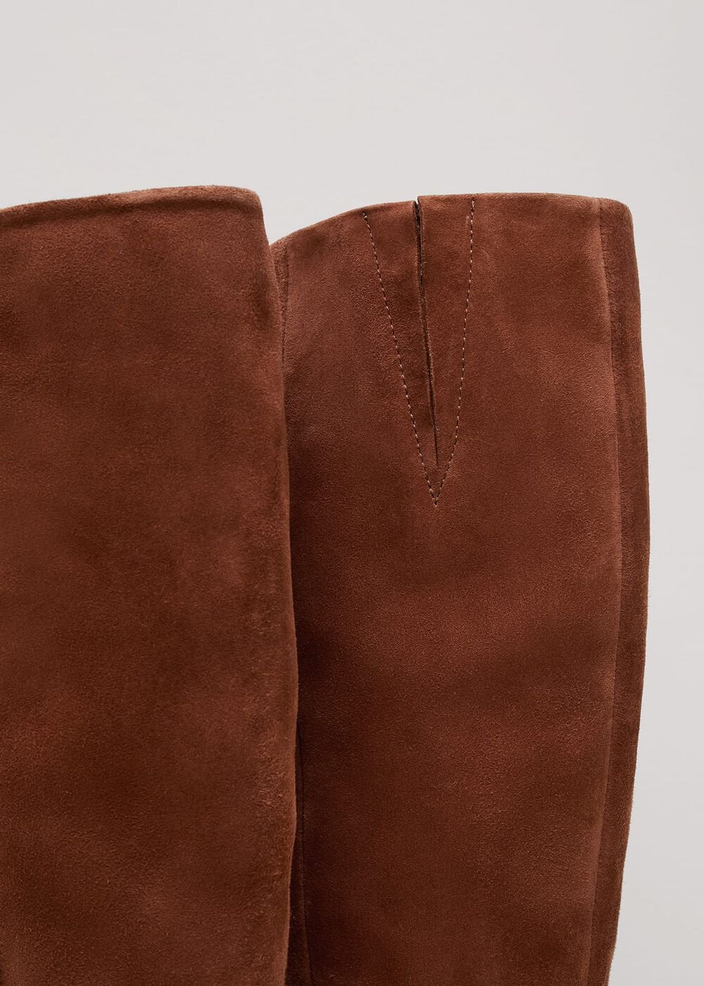 Tan Suede Block Heel Knee Boot - Tan