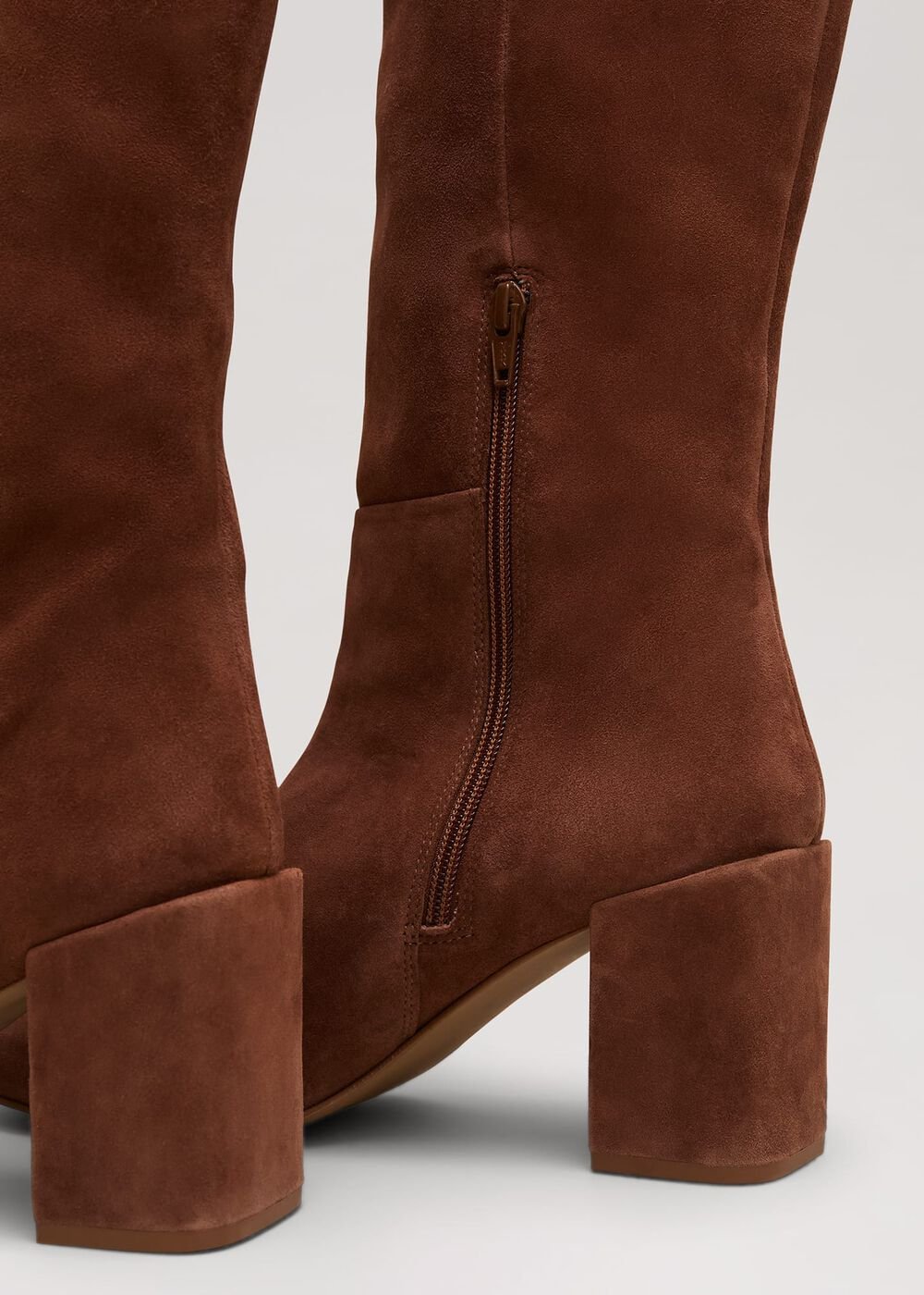 Tan Suede Block Heel Knee Boot - Tan