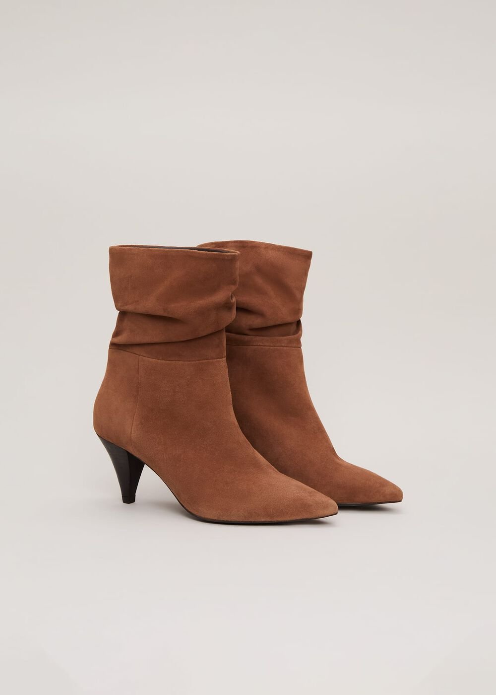Brown Suede Cone Heel Western Boot - Brown